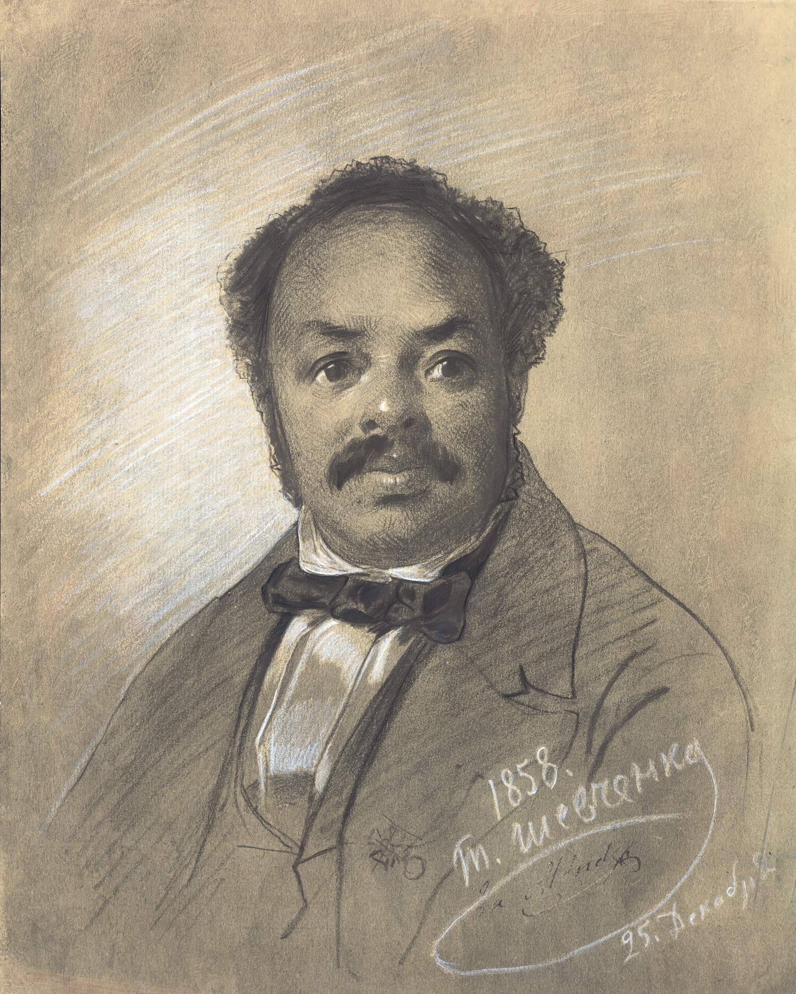 Portrait of Ira Aldridge, 1858, pencil, white pencil